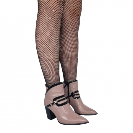 Ghete Damă Elegante Din Piele Naturală Capucino Neagră9551 [2]