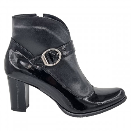 Ghete Damă Elegante Din Piele Naturală Neagră Lac 9600 [6]