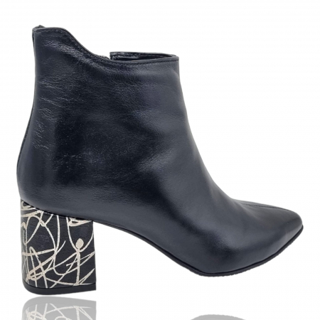 Ghete Damă Elegante Din Piele Naturală Negru Linii Au 40211 [0]