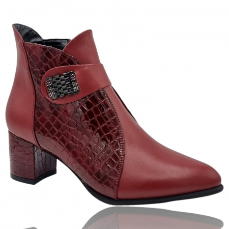 Ghete Elegante Pentru Femei - Ghete Damă Elegante Din Piele Naturală Bordo 9617