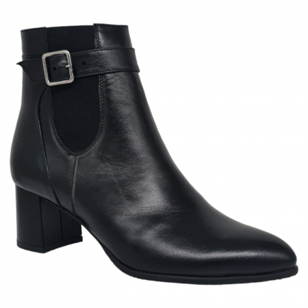 Ghete Elegante Pentru Femei - Ghete Damă Elegante Din Piele Naturală Neagra 9502