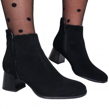 Pantofi Eleganti Pentru Femei - Ghete Damă Elegante Din Piele Naturală Negru Vel 9557