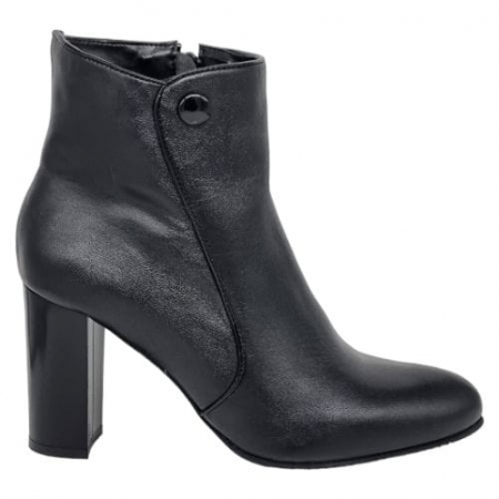 Ghete Elegante Pentru Femei - Ghete Damă Elegante Din Piele Naturală Neagră 9560