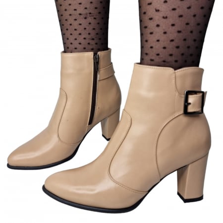 Ghete Damă Elegante Din Piele Naturală Crem 9523 [3]