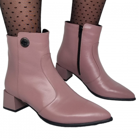 Ghete Elegante Pentru Femei - Ghete Damă Elegante Din Piele Naturală Lila 9518