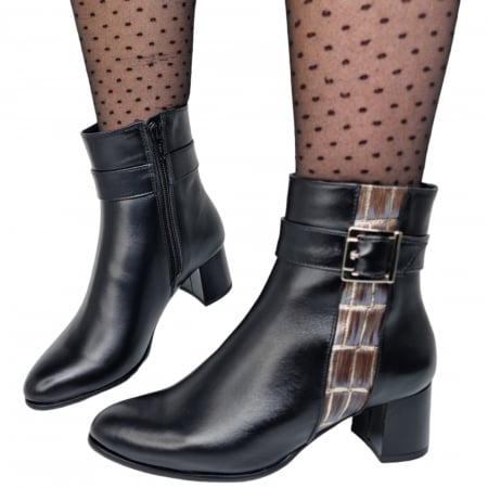 Ghete Damă Elegante Din Piele Naturală Neagră 9501 [1]