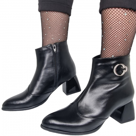 Ghete Damă Elegante Din Piele Naturală Neagra 9517 [4]