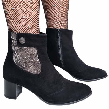 Ghete Damă Elegante Din Piele Naturală Negru Gri Vel 9569 [2]
