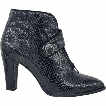 Ghete Elegante Pentru Femei - Ghete Damă Elegante Din Piele Naturală Neagră 9576