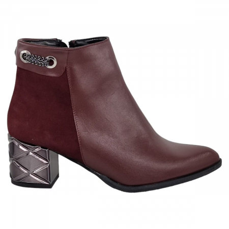 Ghete Elegante Pentru Femei - Ghete Damă Elegante Din Piele Naturală Bordo 9577