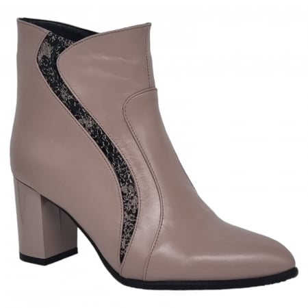 Ghete Elegante Pentru Femei - Ghete Damă Elegante Din Piele Naturală Pudra 9506