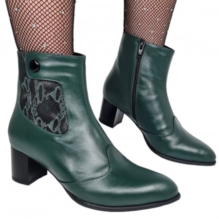 Ghete Elegante Pentru Femei - Ghete Damă Elegante Din Piele Naturală Verde 9531