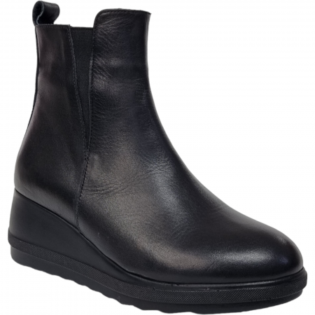 Ghete Casual Pentru Femei - Ghete Damă Casual Din Piele Naturală Neagră 8591