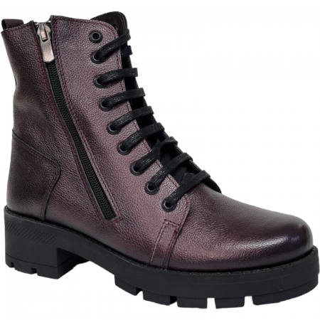 Ghete Casual Pentru Femei - Ghete Damă Casual Din Piele Naturală Bordo 8592