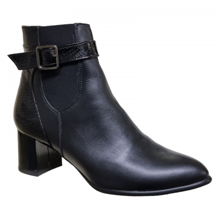 Ghete Elegante Pentru Femei - Ghete Damă Elegante Din Piele Naturală Neagra 9519