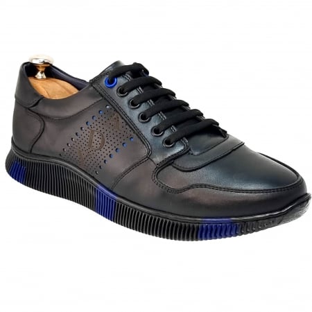 Pantofi Pentru Barbati - Pantofi Bărbați Sport Din Piele Naturală Neagră 810