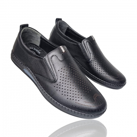 Pantofi Bărbați Casual Din Piele Naturală Negru 1300 [5]