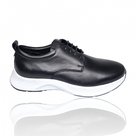 Pantofi Casual Pentru Barbati - Pantofi Bărbați Sport Din Piele Naturală Neagră 1272