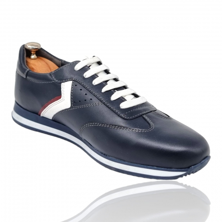 Pantofi Bărbați Sport Din Piele Naturală Blue 346 [7]