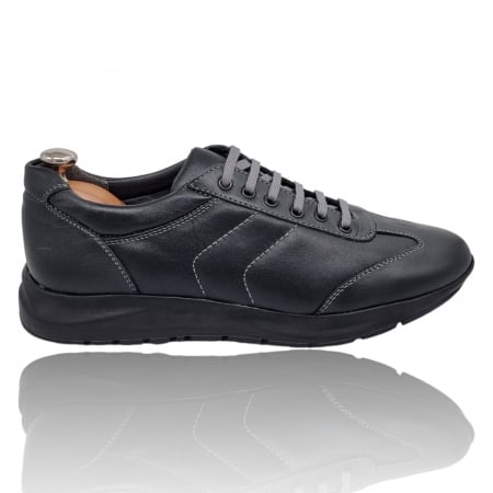 Pantofi Pentru Barbati - Pantofi Bărbați Sport Din Piele Naturală Neagră 1216