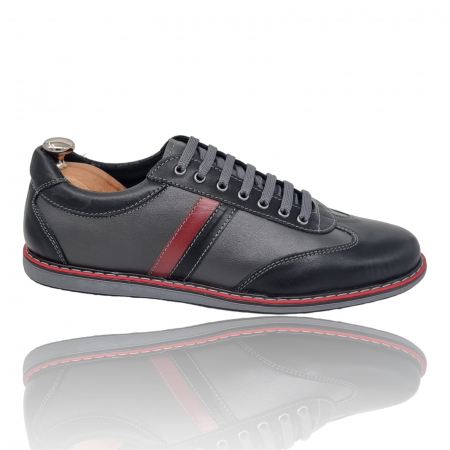 Pantofi Sport Din Piele Naturala Pentru Barbati - Pantofi Bărbați Sport Din Piele Naturală Neagra 1275
