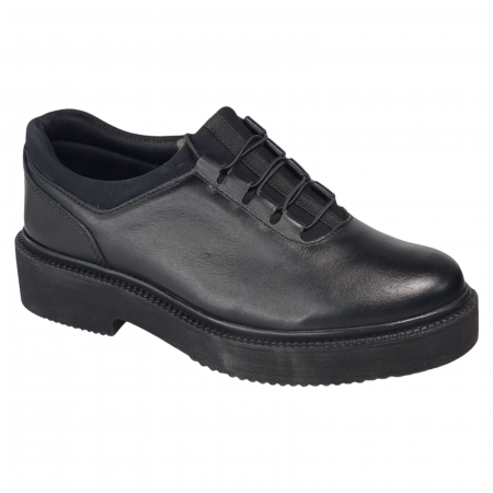 Femei - Pantofi Damă Casual Confort Din Piele Lăcuită Neagră 5017