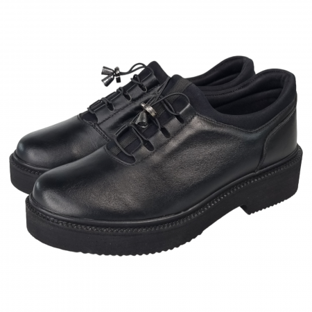 Pantofi Damă Casual Confort Din Piele Lăcuită Neagră 5017 [3]