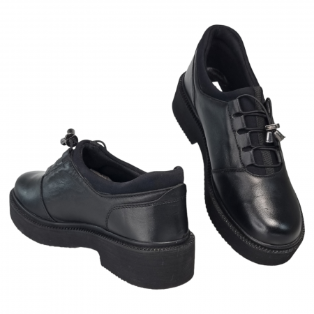 Pantofi Damă Casual Confort Din Piele Lăcuită Neagră 5017 [5]