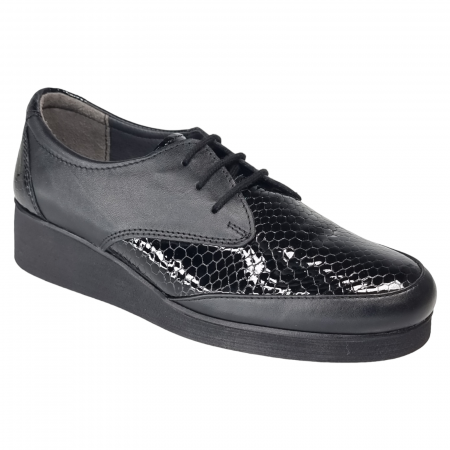 Femei - Pantofi Damă Casual Confort Din Piele Lăcuită Neagră 5019