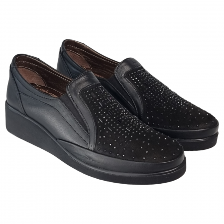 Pantofi Damă Casual Confort Din Piele Naturală Neagră 25124 [1]