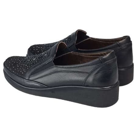 Pantofi Damă Casual Confort Din Piele Naturală Neagră 25124 [2]