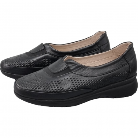 Pantofi Damă Casual Confort Din Piele Naturală Neagră 5033 [3]