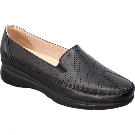 Pantofi Casual Pentru Femei - Pantofi Damă Casual Confort Din Piele Naturală Neagră 5008