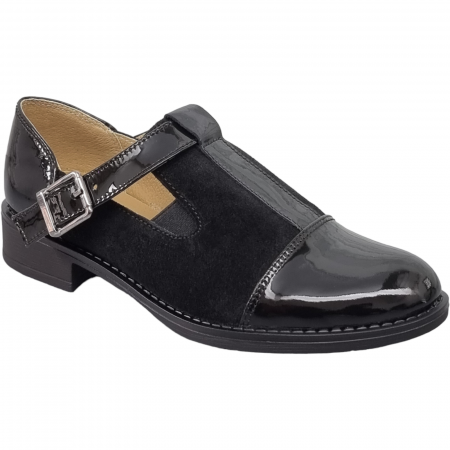 Pantofi Casual Pentru Femei - Pantofi Damă Casual Din Piele Naturală Neagră 5007