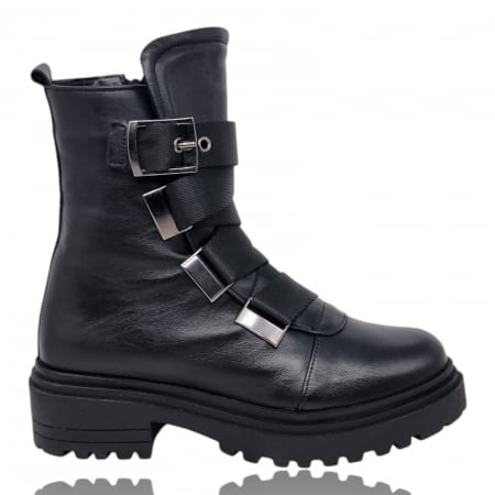 Ghete Casual Pentru Femei - Ghete Damă Casual Din Piele Naturală Neagră 8765