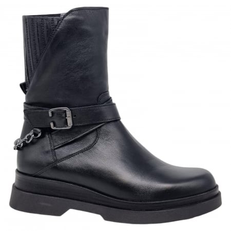 Ghete Casual Pentru Femei - Ghete Damă Casual Din Piele Naturală Neagră 8768