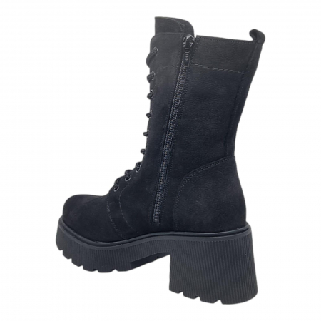 Ghete Damă Casual Din Piele Naturală Neagră Velur 8771 [3]