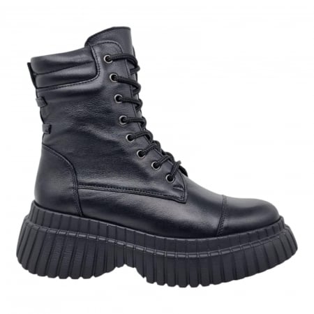 Ghete Casual Pentru Femei - Ghete Damă Casual Din Piele Naturală Neagră 8772