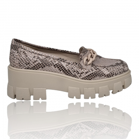 Femei - Pantofi Damă Casual Confort Din Piele Naturală Sarp Bej 5246