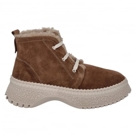 Ghete Casual Pentru Femei - Ghete Damă Casual Din Piele Naturală Maro Vel 8764