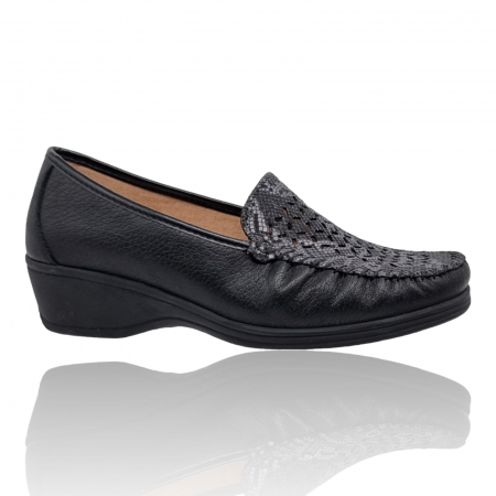 Pantofi Pentru Femei - Pantofi Damă Casual Confort Din Piele Naturală Neagră 5248