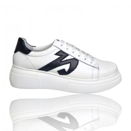 Femei - Pantofi Damă Casual Confort Din Piele Alb 5127