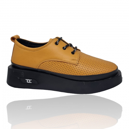 Pantofi Eleganti Pentru Femei - Pantofi Damă Casual Confort Din Piele Naturală Galbenă 5110