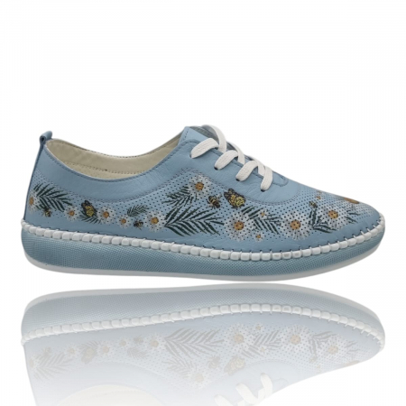 Pantofi Pentru Femei - Pantofi Damă Casual Confort Din Piele Naturală AlbaștriFl 5297