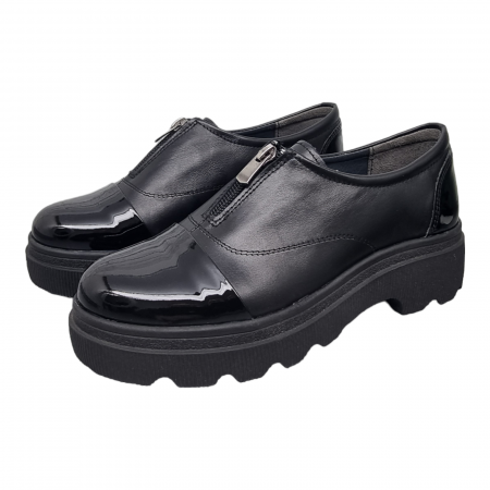 Pantofi Damă Casual Confort Din Piele Naturală Neagră 5138 [3]