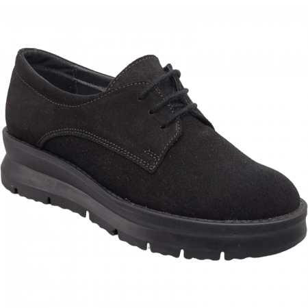 Femei - Pantofi Damă Casual Confort Din Piele Velur Naturală Neagră 5141