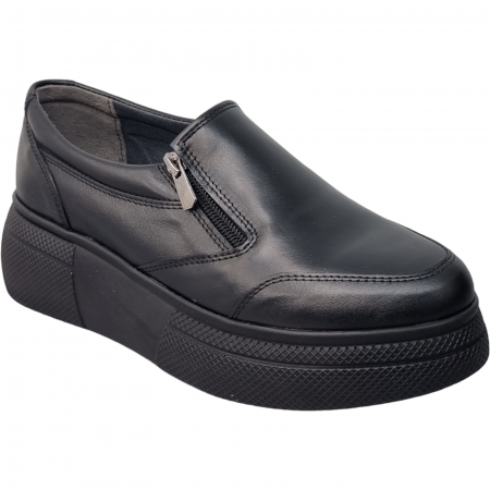 Pantofi Damă Casual Confort Din Piele Naturală Neagră 5076 [3]