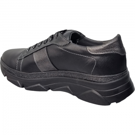 Pantofi Damă Casual Confort Din Piele Naturală Neagră 5077 [3]
