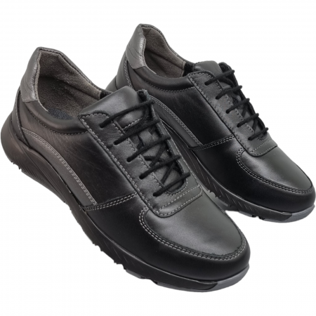 Pantofi Damă Casual Confort Din Piele Naturală Neagră 5084 [2]