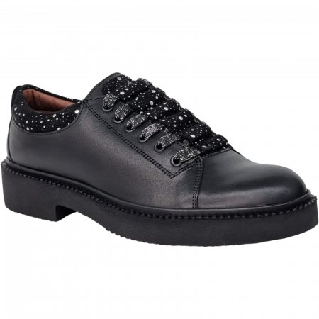 Femei - Pantofi Damă Casual  Din Piele Naturală Neagră 5078